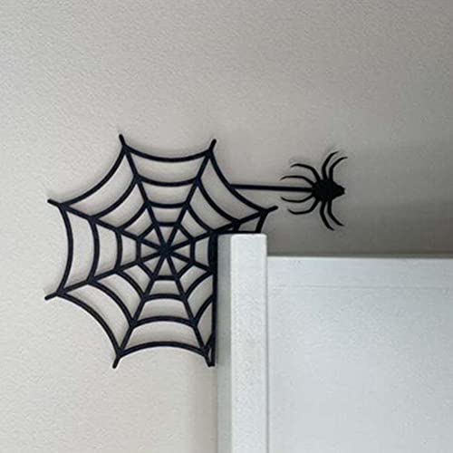 Wooden Witch Spider,Spider Web Door Corner Decoration Halloween Decor Halloween Witch Sign for Cabinets Windows Mirrors Door (spiders)