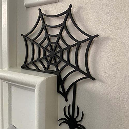 Wooden Witch Spider,Spider Web Door Corner Decoration Halloween Decor Halloween Witch Sign for Cabinets Windows Mirrors Door (spiders)