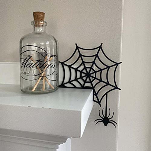 Wooden Witch Spider,Spider Web Door Corner Decoration Halloween Decor Halloween Witch Sign for Cabinets Windows Mirrors Door (spiders)