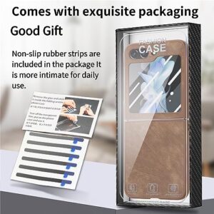 protective filp case Ultra Slim Case Compatible with Samsung Galaxy Z Flip 5 Case Built in Front Screen Protector, PU Leather Back Case Thin Case Minimalist Design Shockproof Full Body Protective Cove