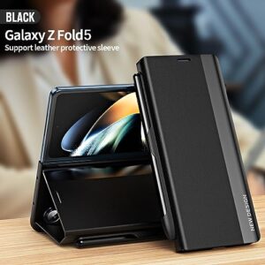 Phone Case For Samsung Galaxy Z Fold 5 2023 Magnetic Translucent Plating Leather Flip Case + PC Smart Full Body Protective Shell Stand Holder Cover For Samsung Galaxy Z Fold 5 2023 phone protector ( C