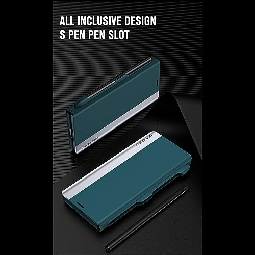 Phone Case For Samsung Galaxy Z Fold 5 2023 Magnetic Translucent Plating Leather Flip Case + PC Smart Full Body Protective Shell Stand Holder Cover For Samsung Galaxy Z Fold 5 2023 phone protector ( C