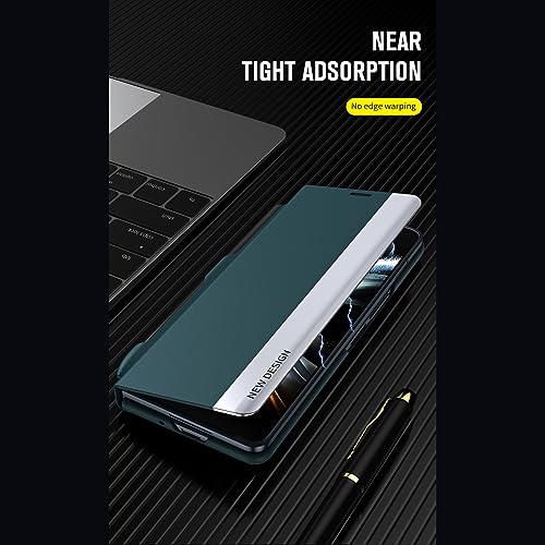 Phone Case For Samsung Galaxy Z Fold 5 2023 Magnetic Translucent Plating Leather Flip Case + PC Smart Full Body Protective Shell Stand Holder Cover For Samsung Galaxy Z Fold 5 2023 phone protector ( C