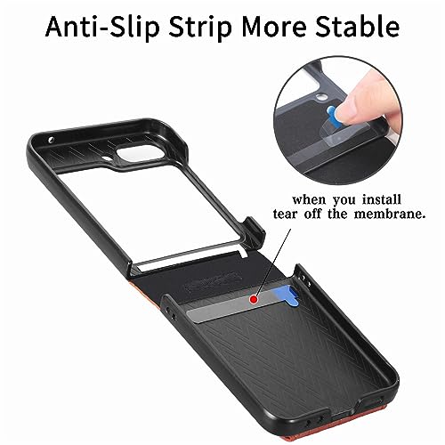 protective filp case 2 in 1 Wallet Case Compatible with Samsung Galaxy Z Flip 5 Wallet Case with Card Holder ,PU Leather Protective Flip Phone Cover Fashion Crossbody Strap Phone Case nonmetallic cove