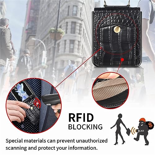 protective filp case 2 in 1 Wallet Case Compatible with Samsung Galaxy Z Flip 5 Wallet Case with Card Holder ,PU Leather Protective Flip Phone Cover Fashion Crossbody Strap Phone Case nonmetallic cove