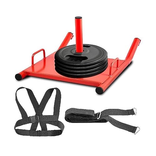 Weight Sled Push Pull Heavy Sled Drag Fitness HD Power Speed Training Sled for Exercise and Fitness StrengthTraining Red