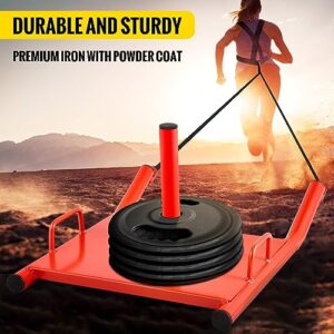 Weight Sled Push Pull Heavy Sled Drag Fitness HD Power Speed Training Sled for Exercise and Fitness StrengthTraining Red