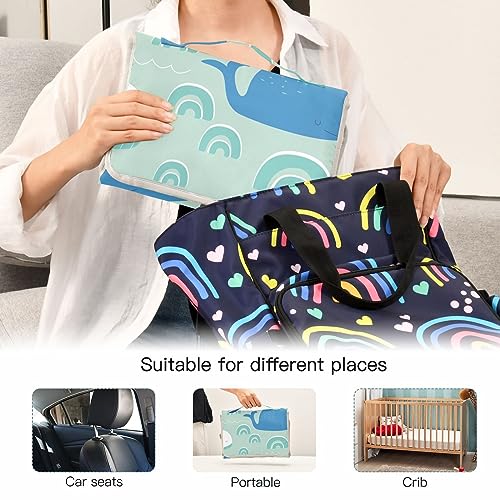 Bulletgxll Funny Cartoon Whale Portable Diaper Changing Pad Waterproof Changing Pad with Baby Tissue Pocket and Magic Stick for Newborn Baby.