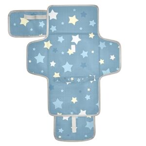 bulletgxll cartoon star blue portable diaper changing pad waterproof changing pad with baby tissue pocket and magic stick for newborn baby.