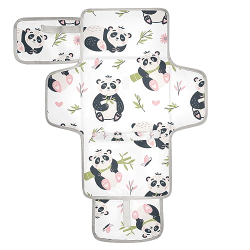 Bulletgxll Cute Panda Portable Diaper Changing Pad Waterproof Changing Pad with Baby Tissue Pocket and Magic Stick for Newborn Baby.