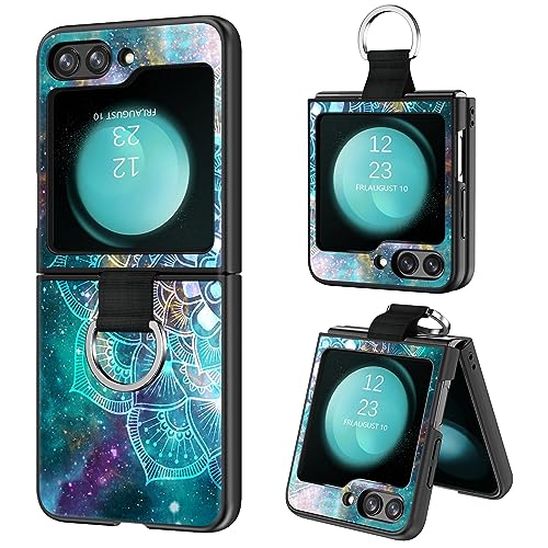 BENTOBEN Samsung Galaxy Z Flip 5 Case, Slim Fit Glow in The Dark Soft Flexible Bumper Protective with Ring Shockproof Anti Scratch Non-Slip Case Cover for Galaxy Z Flip 5 6.7“ 2023, Mandala in Galaxy