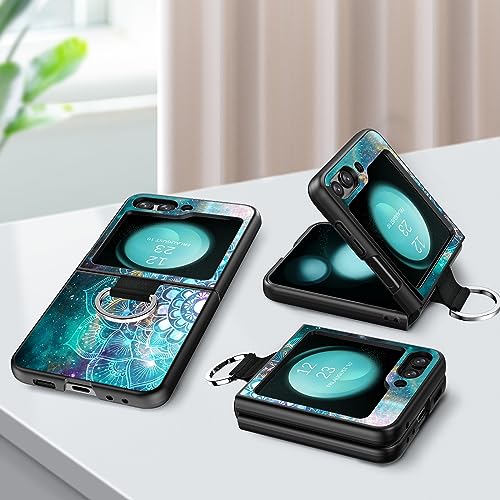 BENTOBEN Samsung Galaxy Z Flip 5 Case, Slim Fit Glow in The Dark Soft Flexible Bumper Protective with Ring Shockproof Anti Scratch Non-Slip Case Cover for Galaxy Z Flip 5 6.7“ 2023, Mandala in Galaxy