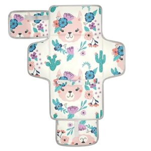 bulletgxll llama cactus portable diaper changing pad waterproof changing pad with baby tissue pocket and magic stick for newborn baby.