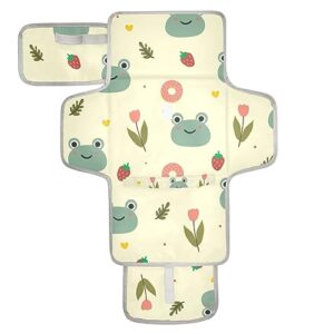 bulletgxll cute frog portable diaper changing pad waterproof changing pad with baby tissue pocket and magic stick for newborn baby.