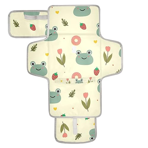 Bulletgxll Cute Frog Portable Diaper Changing Pad Waterproof Changing Pad with Baby Tissue Pocket and Magic Stick for Newborn Baby.