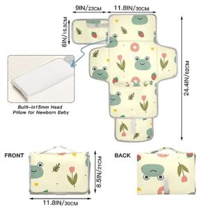 Bulletgxll Cute Frog Portable Diaper Changing Pad Waterproof Changing Pad with Baby Tissue Pocket and Magic Stick for Newborn Baby.