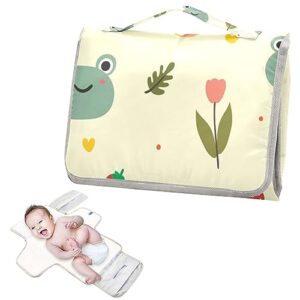 Bulletgxll Cute Frog Portable Diaper Changing Pad Waterproof Changing Pad with Baby Tissue Pocket and Magic Stick for Newborn Baby.