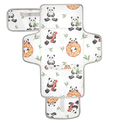 Bulletgxll Donut Panda Portable Diaper Changing Pad Waterproof Changing Pad with Baby Tissue Pocket and Magic Stick for Newborn Baby.