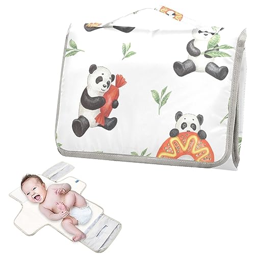 Bulletgxll Donut Panda Portable Diaper Changing Pad Waterproof Changing Pad with Baby Tissue Pocket and Magic Stick for Newborn Baby.