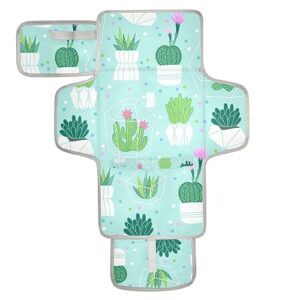 bulletgxll cactus potted portable diaper changing pad waterproof changing pad with baby tissue pocket and magic stick for newborn baby.