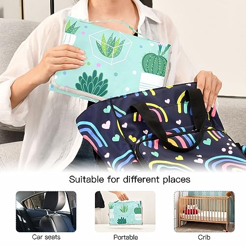 Bulletgxll Cactus Potted Portable Diaper Changing Pad Waterproof Changing Pad with Baby Tissue Pocket and Magic Stick for Newborn Baby.