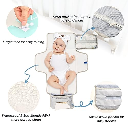 Bulletgxll Cactus Potted Portable Diaper Changing Pad Waterproof Changing Pad with Baby Tissue Pocket and Magic Stick for Newborn Baby.