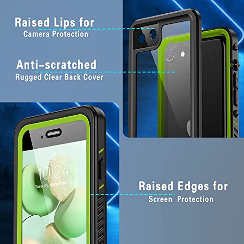 Bestcellcase Waterproof iPhone SE 2022/SE 2020/iPhone 8/iPhone 7 Case Shockproof,Full Body Protective Case with Screen Protector,Heavy Duty Phone Case for iPhone 7/8/SE,Green