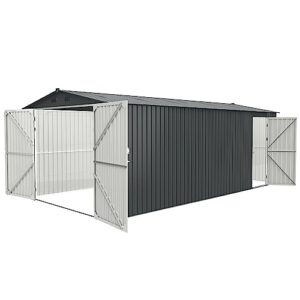 Fvvei Storage Shed 20x13 FT,Oversized Large Metal Storage Shed,Outdoors Car Shed,Garden Shed Backyard Utility Tool House Building with 2 Doors & 4 Vents for Car,Truck,Bike, Garbage Can,Tool,Lawnmower