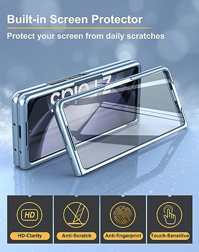 DDJ for Samsung Galaxy Z Fold 5 Case, Hard PC Bling Diamond Rhinestone Elegant Case for Women Girls，Anti-Scratch Shockproof Sparkling Case for Galaxy Z Fold 5,Blue