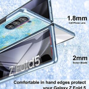 DDJ for Samsung Galaxy Z Fold 5 Case, Hard PC Bling Diamond Rhinestone Elegant Case for Women Girls，Anti-Scratch Shockproof Sparkling Case for Galaxy Z Fold 5,Blue