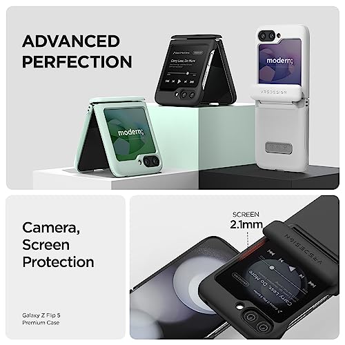 VRS DESIGN Terra Guard Modern for Galaxy Z Flip 5 5G Phone Case (2023), Premium Modern Neat Style Semi-Auto Hinge Protection Case (Matte Black)