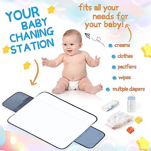 2 Sets PHOEBUS BABY Portable Changing Pad Travel - Waterproof Compact Diaper Changing Mat - Lightweight & Foldable Changing Station, Newborn Shower Gifts