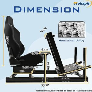 Mokapit F1 Racing Simulator Cockpit Truck Driver/Car Simulator Stand Compatible with Logitech G25/G27/G29/G920/G923 Thrumaster T80/T150/T248X/TX/T300RS PXN High Strength Aluminum Stand Stable Steering Wheel Cockpit Steering Wheel&Pedals& Handbrake Not Inc