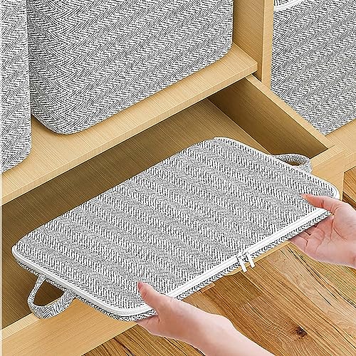 JWSVBF Storage Bins with Zipper Lids for Clothes Non-woven, Closet Organizers Large-Capacity Foldable, Durable Carry Handles Storage Box