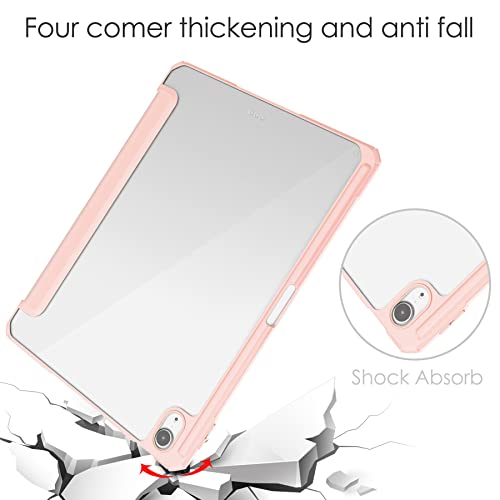 Tablet PC Case Slim Case Compatible with iPad Air 4 Case 10.9 Inch 2020 Tablet Case Cover-Compatible with iPad 11 inch 2018 with Pencil Holder,Auto Wake/Sleep Trifold Stand Smart Case with Clear Trans