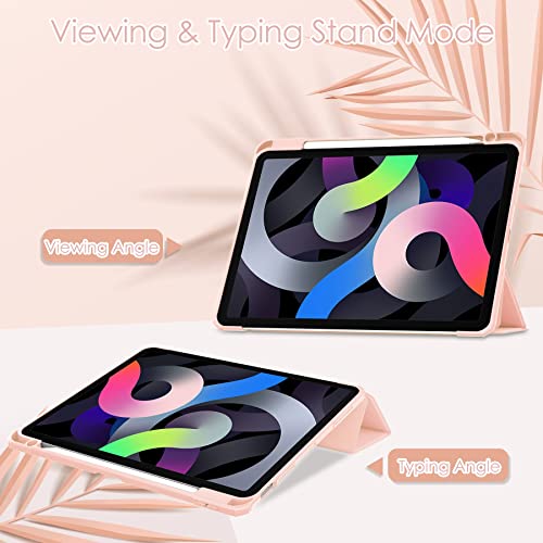 Tablet PC Case Slim Case Compatible with iPad Air 4 Case 10.9 Inch 2020 Tablet Case Cover-Compatible with iPad 11 inch 2018 with Pencil Holder,Auto Wake/Sleep Trifold Stand Smart Case with Clear Trans