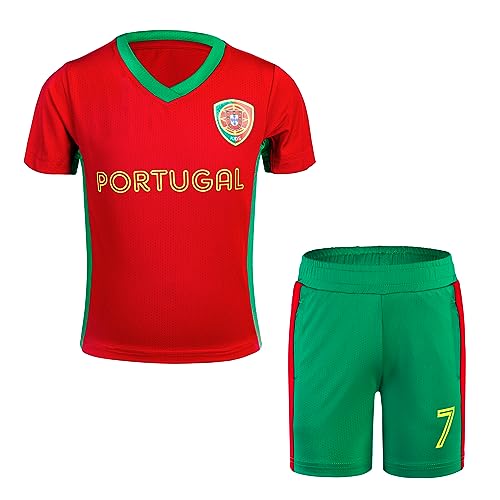 Unique Soccer Jerseys for Kids Portugal Football Kit Outfits for Child Boys and Girls(CNSK-PT,14Y)