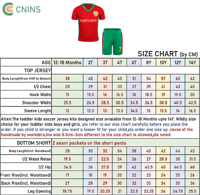 Unique Soccer Jerseys for Kids Portugal Football Kit Outfits for Child Boys and Girls(CNSK-PT,14Y)