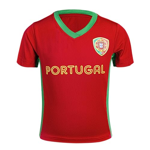 Unique Soccer Jerseys for Kids Portugal Football Kit Outfits for Child Boys and Girls(CNSK-PT,14Y)