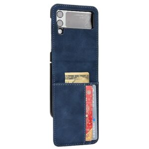 nvyro leather fashion phone bag case for samsung galaxy z flip 4 flip4 flip3 flip 3 5g card holder protective cover,blue,for samsung z flip 3