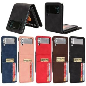 NVYRO Leather Fashion Phone Bag Case for Samsung Galaxy Z Flip 4 Flip4 Flip3 Flip 3 5G Card Holder Protective Cover,Blue,for Samsung Z Flip 3