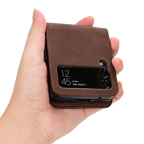 NVYRO Leather Fashion Phone Bag Case for Samsung Galaxy Z Flip 4 Flip4 Flip3 Flip 3 5G Card Holder Protective Cover,Blue,for Samsung Z Flip 3