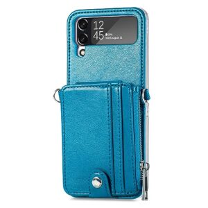 suitable for samsung galaxy z flip4 phone case long lanyard insert card creative 2 in 1 removable zip case,t1,for samsung z flip 3