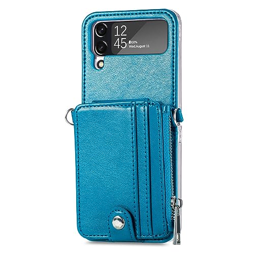 Suitable for Samsung Galaxy Z Flip4 Phone case Long Lanyard Insert Card Creative 2 in 1 Removable Zip case,T1,for Samsung Z Flip 3