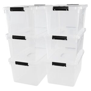 joyeen 18 liters stoage box with lid, clear plastic storage bin totes set of 6