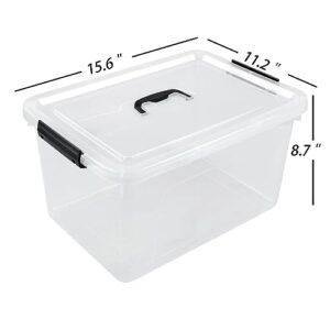 Joyeen 18 Liters Stoage box with lid, Clear Plastic Storage Bin Totes Set of 6