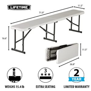 Lifetime 6-Foot Fold in Half Table, White Granite & 80305 Portable Folding Bench, White