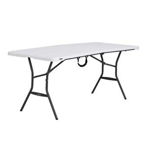 Lifetime 6-Foot Fold in Half Table, White Granite & 80305 Portable Folding Bench, White