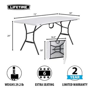 Lifetime 6-Foot Fold in Half Table, White Granite & 80305 Portable Folding Bench, White