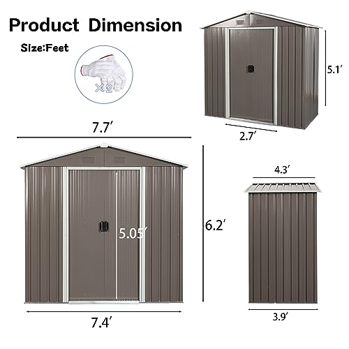 ZLLQUWR 8 x 4 FT Outdoor Storage Shed with Metal Floor Base Window ...